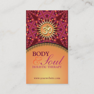 Tarjeta De Visita Gold OM Batik New Age Holistic Business Card