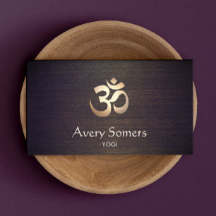 Tarjeta De Visita Gold Om Symbol Yoga and Meditation Wood Look