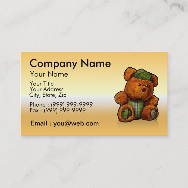 Tarjeta De Visita gold oso de peluche (Anverso)