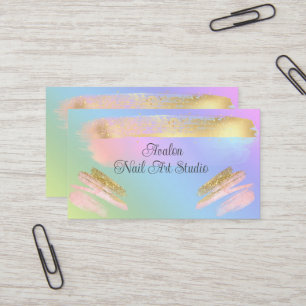 Tarjeta De Visita Gold Paint Streaming Nail Art Business Card