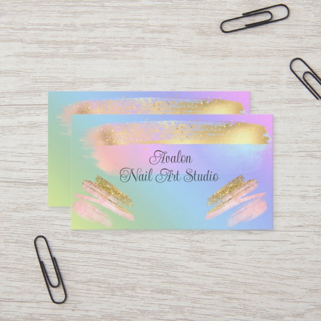Tarjeta De Visita Gold Paint Streaming Nail Art Business Card (Anverso/Reverso In Situ)