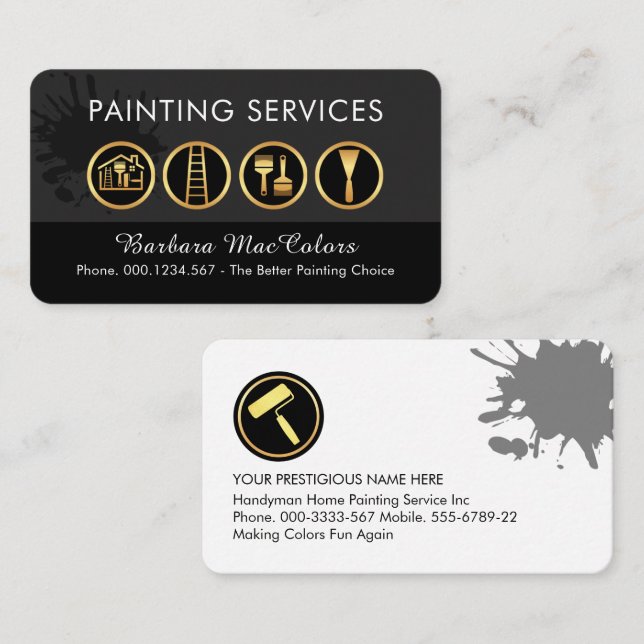 Tarjeta De Visita Gold Paint Tools On Grey Black Layer (Anverso / Reverso)