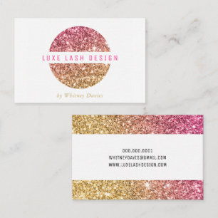 Tarjeta De Visita GOLD PINK PURPURINA LOGO luxe glamoroso brillo