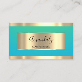 Tarjeta De Visita Gold Professional Consulting Dusty Blue Modern