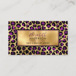 Tarjeta De Visita Gold Purple Leopard Print Fashion Modern