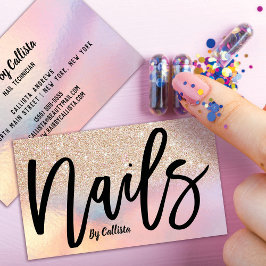 Tarjeta De Visita Gold Purpurina irlandés Holographic Nail Tech