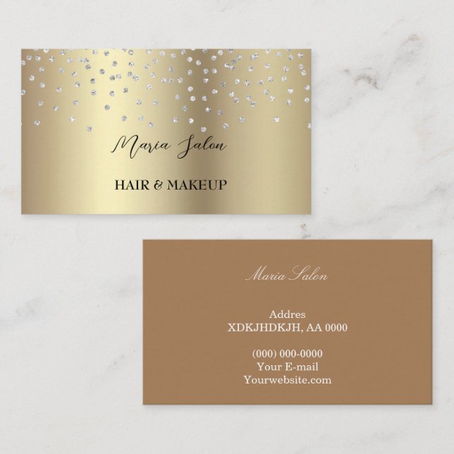 Tarjeta de visita Gold purpurina Silver acuarela (Anverso / Reverso)