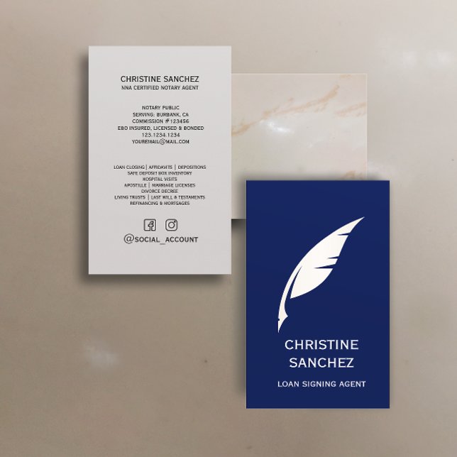 Tarjeta De Visita Gold Quill Pen PÚBLICO NOTARIO AGENTE DE SINGNING  (Subido por el creador)