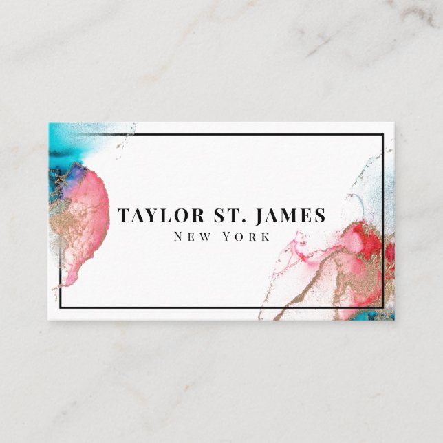 Tarjeta De Visita Gold Red Paintter Splatter Professional (Anverso)