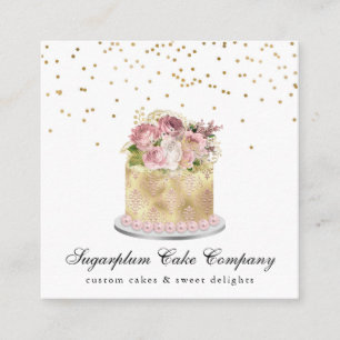 Tarjeta de visita Gold & Rubor Cake & Bakery