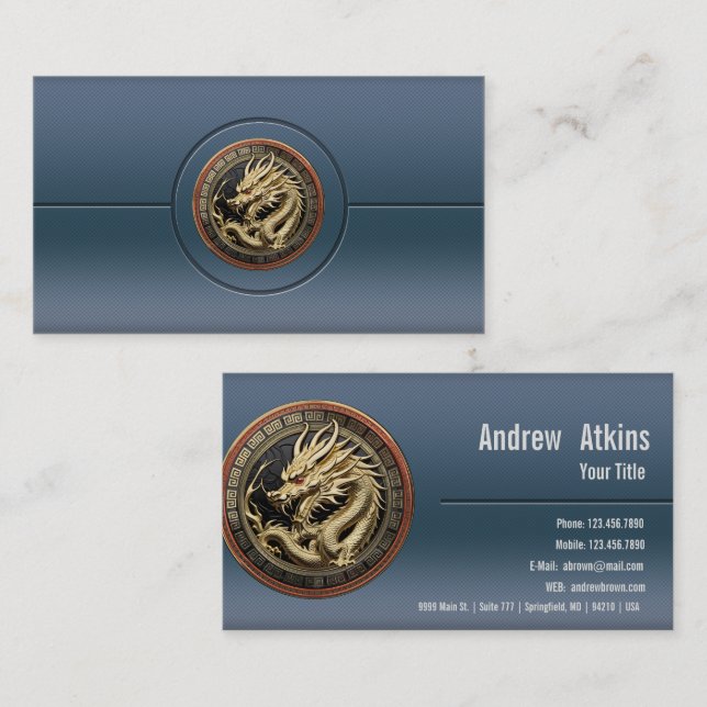 Tarjeta De Visita Gold Sacred Eastern Dragon Medallion on Red Velvet (Anverso / Reverso)