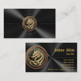 Tarjeta De Visita Gold Sacred Eastern Dragon Medallion on Red Velvet