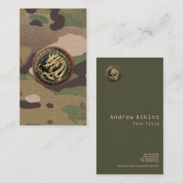 Tarjeta De Visita Gold Sacred Eastern Dragon Medallion on Red Velvet