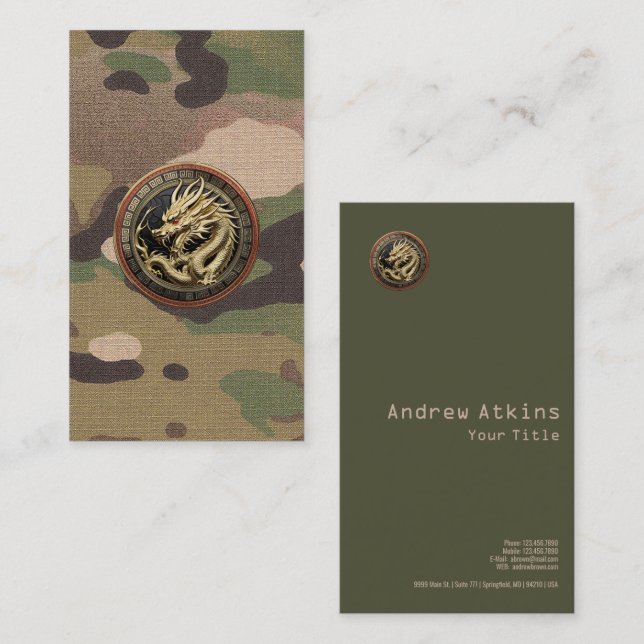 Tarjeta De Visita Gold Sacred Eastern Dragon Medallion on Red Velvet (Anverso / Reverso)