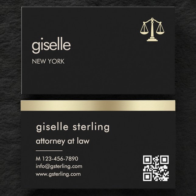 Tarjeta De Visita Gold Scales of Justice Attorney at Law Black (Subido por el creador)