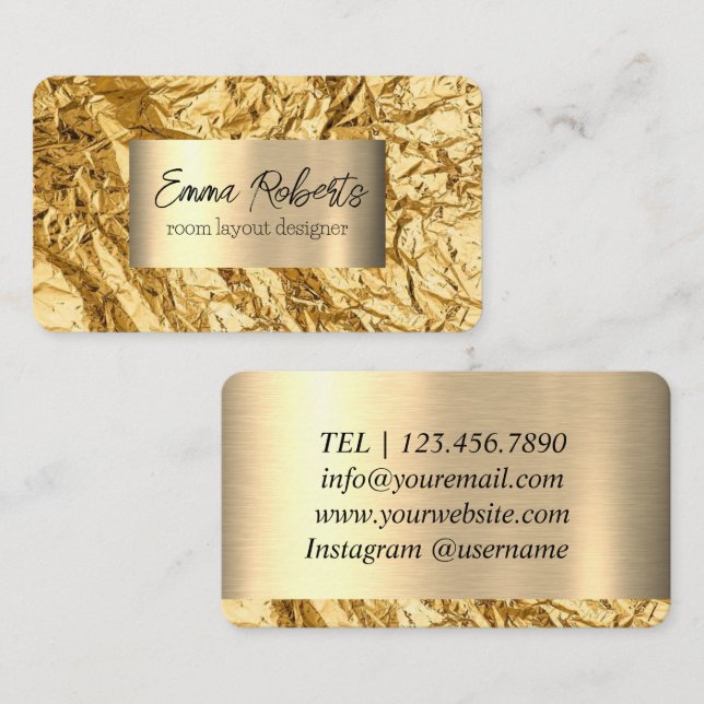 Tarjeta de visita Gold Simple Elegante (Anverso / Reverso)