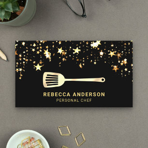 Tarjeta De Visita Gold Stars Confetti Spatula Personal Chef