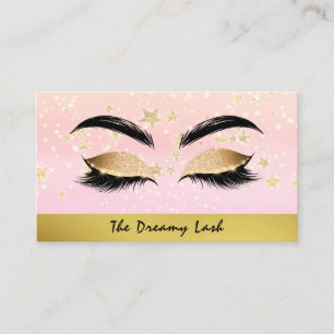 Tarjeta De Visita *~* Gold Stars PINK Lazas Moda Extensiones de Brow