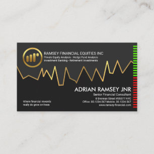 Tarjeta De Visita Gold Stock Investment Graph Financial Consultor