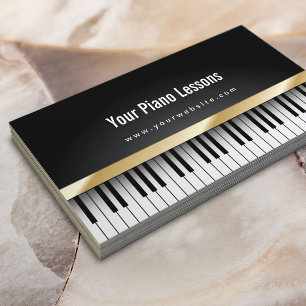 Tarjeta De Visita Gold Stripe Piano Lessons Dark Business Card
