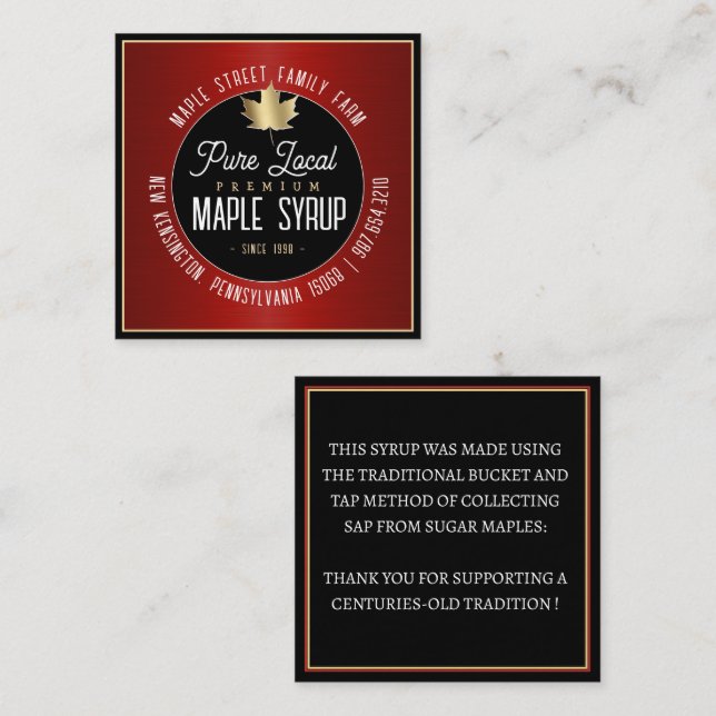 Tarjeta de visita Gold Sugar Maple Red and Black (Anverso / Reverso)