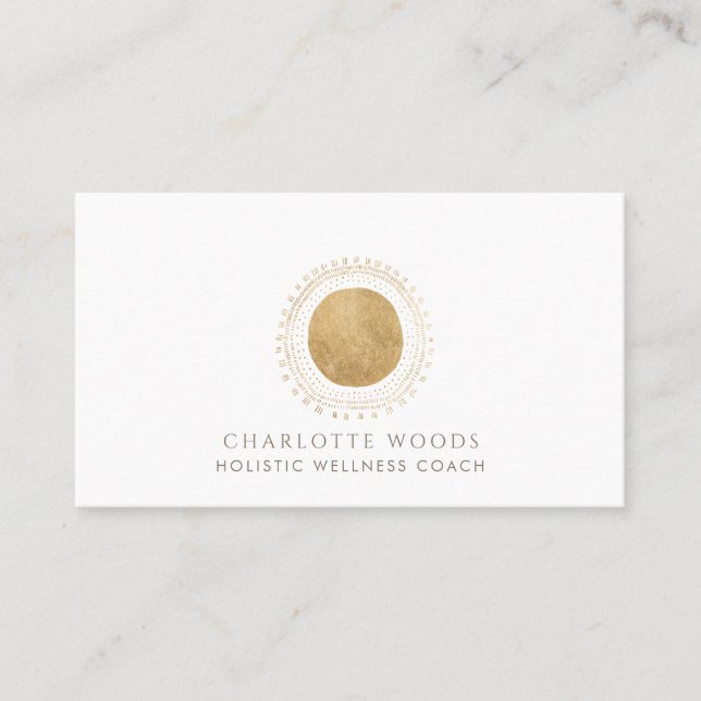 Tarjeta De Visita Gold Sun Holistic Wellness Coach (Anverso)
