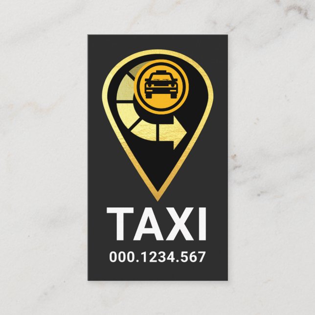 Tarjeta De Visita Gold Taxi Location Icon (Anverso)