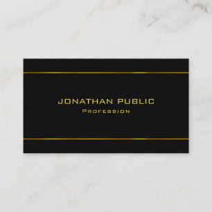 Tarjeta De Visita Gold Text Modern Elegant Black Professional de mod
