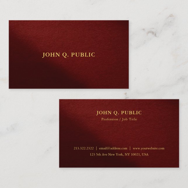 Tarjeta De Visita Gold Text Modern Elegant Professional Luxury (Anverso / Reverso)