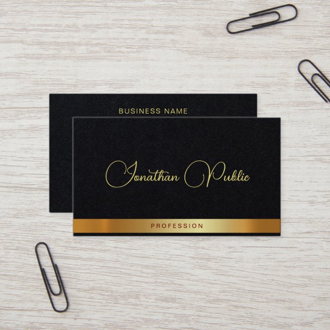 Tarjeta De Visita Gold Text Typography Name Luxury Premium Thick (Anverso/Reverso In Situ)