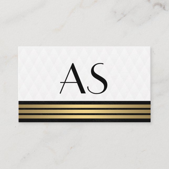 Tarjeta De Visita Gold Trim Classic Monograma Plush Diamante (Anverso)
