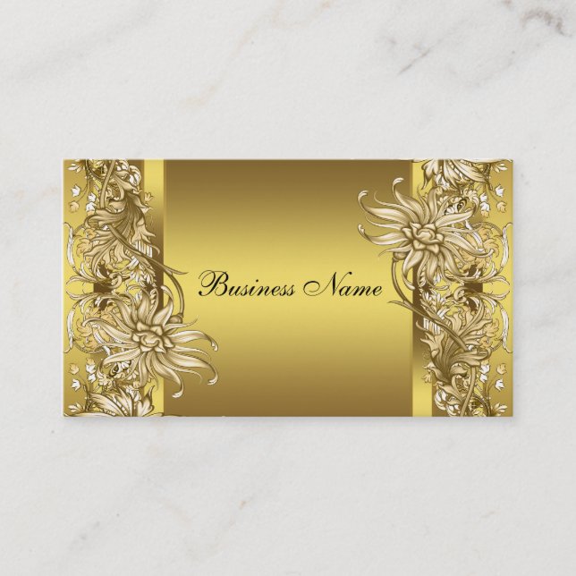 Tarjeta De Visita Gold Victoria Flower Elegant Gold (Anverso)