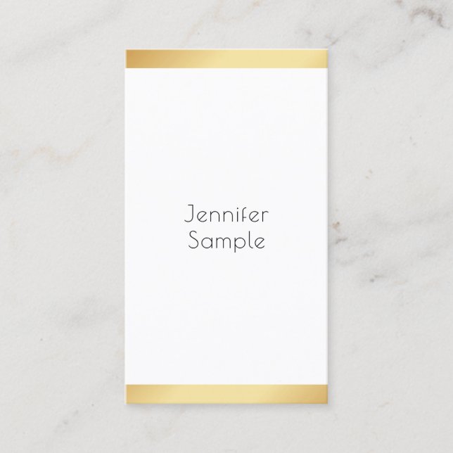 Tarjeta De Visita Gold White Moderno Profesional Personalizado Trend (Anverso)