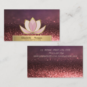 Tarjeta De Visita Gold Women Silhouette Lotus Reiki Instructor Bokeh