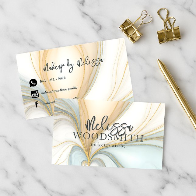 Tarjeta De Visita Golden Agate Swirls Elegant Moda Profesional (Subido por el creador)