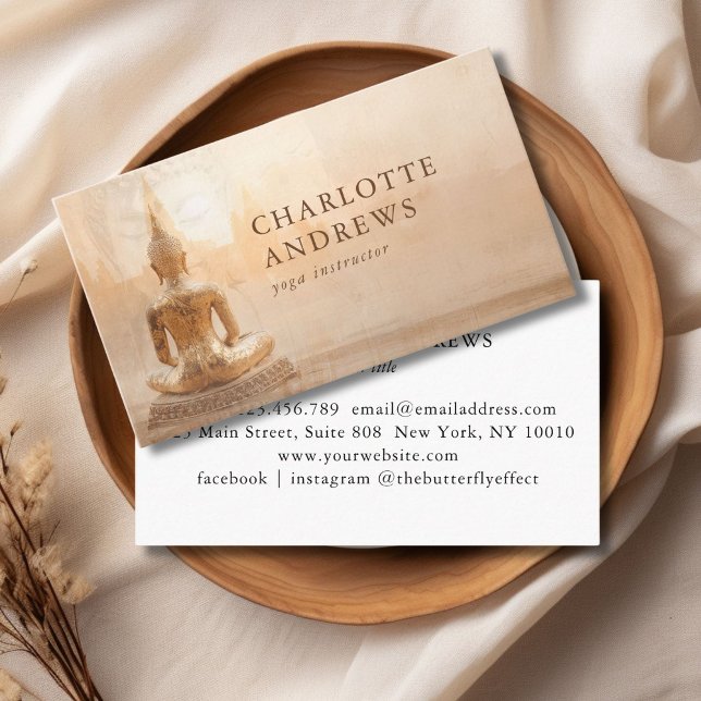 Tarjeta De Visita  Golden Buddha –  Yoga Reiki Meditation (Golden Buddha – Yoga Reiki Meditation Business Card)