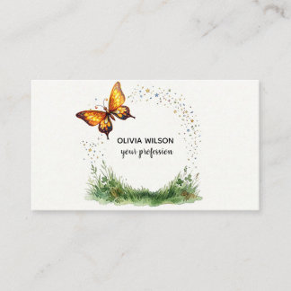 Tarjeta De Visita Golden Butterfly in a Magical Meadow