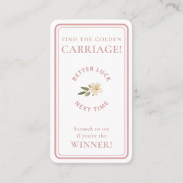 Tarjeta De Visita Golden Carriage Scratch-Off Blush Pink Non-Winner