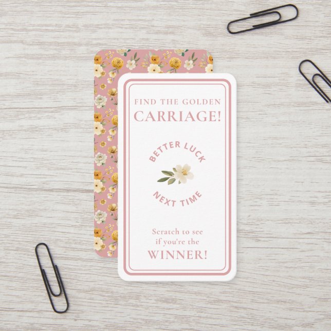Tarjeta De Visita Golden Carriage Scratch-Off Blush Pink Non-Winner (Anverso/Reverso In Situ)