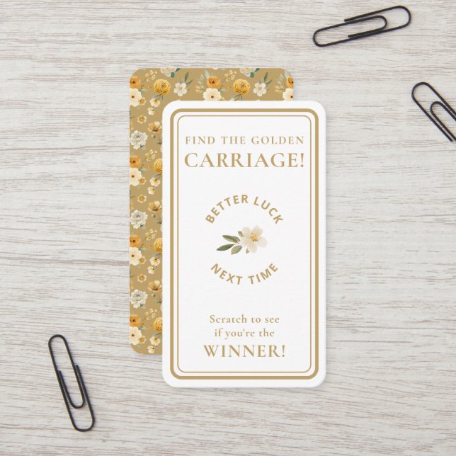 Tarjeta De Visita Golden Carriage Scratch-Off Neutral Non-Winner  (Anverso/Reverso In Situ)