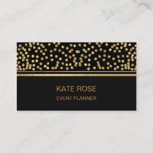 Tarjeta De Visita Golden Confetti Glam Golden Black Vip