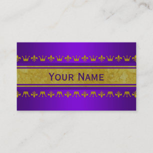 Tarjeta De Visita Golden Crown & Lily Border + tu texto y backgr.