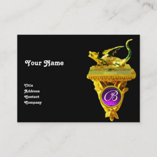 Tarjeta De Visita GOLDEN DRAGON GEM MONOGRAM, amarillo negro, púrpur