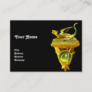Tarjeta De Visita GOLDEN DRAGON GEM MONOGRAM, topaz amarillo negro