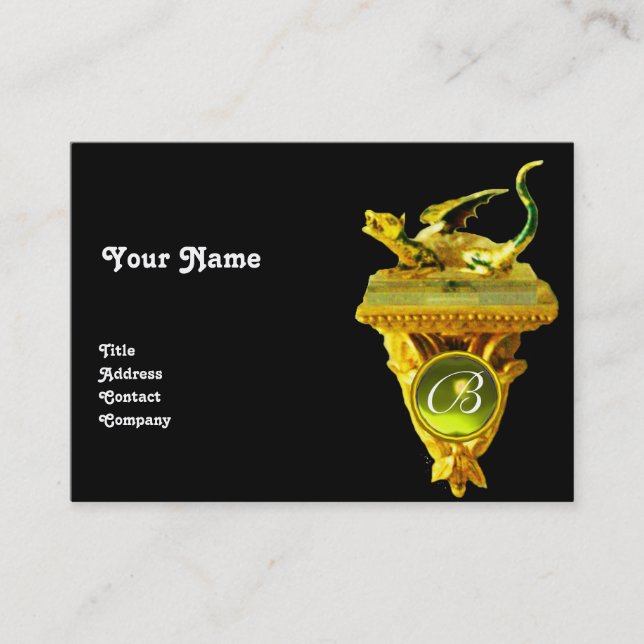 Tarjeta De Visita GOLDEN DRAGON GEM MONOGRAM, topaz amarillo negro (Anverso)