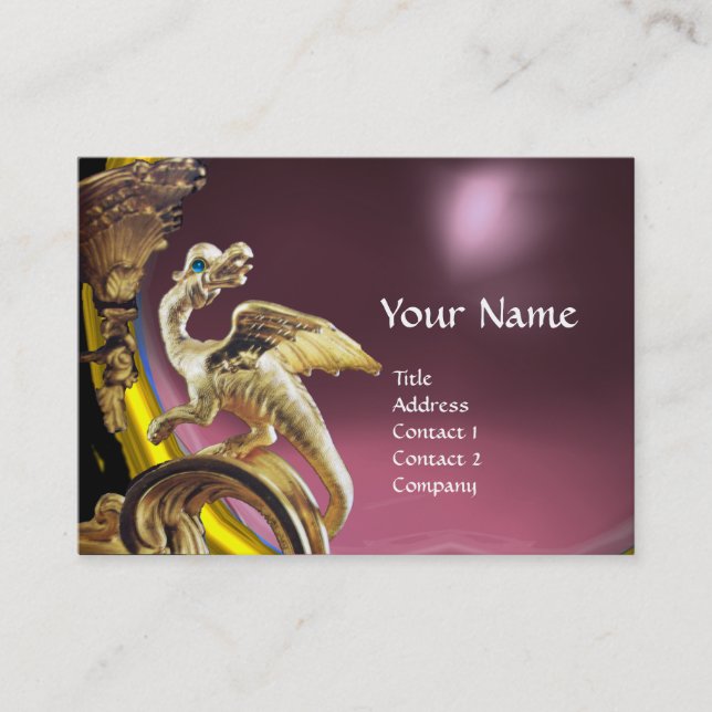 Tarjeta De Visita GOLDEN DRAGON PURPLE ROSA AMETHYST Monograma (Anverso)