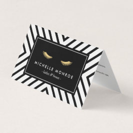 Tarjeta De Visita Golden Eyelashes Mod Pattern Salon Aftercare