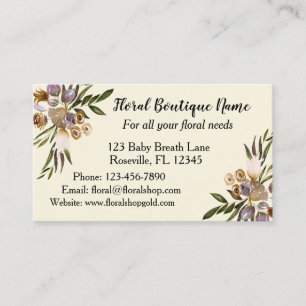 Tarjeta De Visita Golden Fall Floral Boutique Elegant Moderno