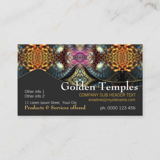 Tarjeta de visita Golden Fractal Temple Art (Anverso)