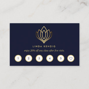 Tarjeta De Visita Golden Lotus   Azul   yoga de masaje wellness
